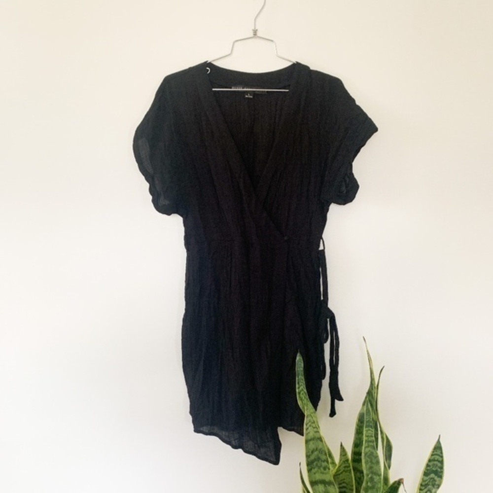 Hyfve Black Asymmetrical Belt Mini Dress sz L